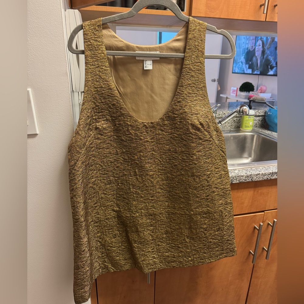 H&M Gold Textured Sleeveless Dress